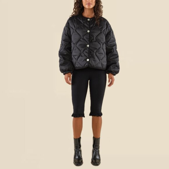 NLT Nubi Boxy Oversized Quilted Bubble Sleeve Jacket (Black) - Picture 4 of 16